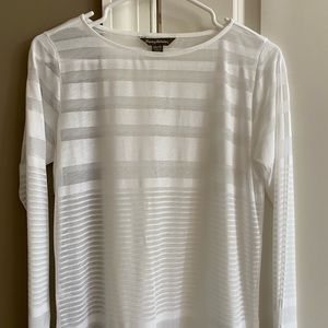 Tommy Bahama white shadow stripe blouse
